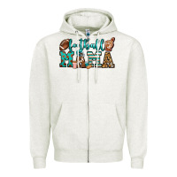 Oatmeal Heather American football mama Zipper Hoodie - Jasminsmagicworld