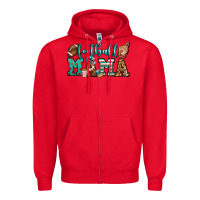 Red American football mama Zipper Hoodie - Jasminsmagicworld