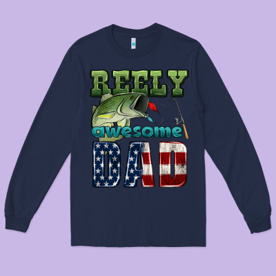 Reely Awesome Dad Long Sleeve Tee Designed By Hra Design Shop