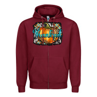 Burgundy Thankful Pumpkin Zipper Hoodie - Artiststas