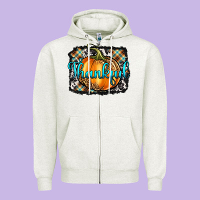 Thankful Pumpkin Zipper Hoodie Designed By Artiststas