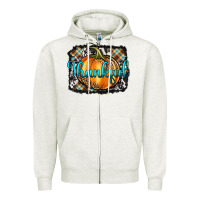 Oatmeal Heather Thankful Pumpkin Zipper Hoodie - Artiststas