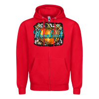 Red Thankful Pumpkin Zipper Hoodie - Artiststas