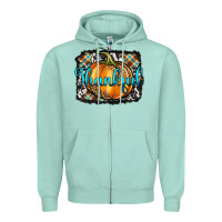 Seafoam Thankful Pumpkin Zipper Hoodie - Artiststas