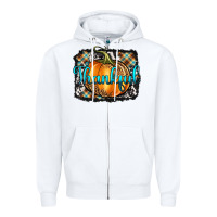 White Thankful Pumpkin Zipper Hoodie - Artiststas