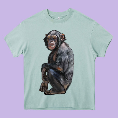 Chimpanzee Illustrations Heavy Core Tee Designed By Lillyallendesigns