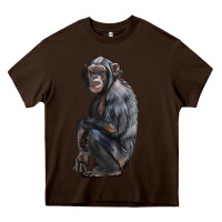 Chocolate Brown Chimpanzee Illustrations Heavy Core Tee - LillyAllenDesigns