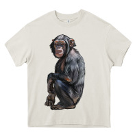 Cream Chimpanzee Illustrations Heavy Core Tee - LillyAllenDesigns