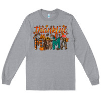 Heather Grey thankful mama longhorn Long Sleeve Tee - RacoonDesign