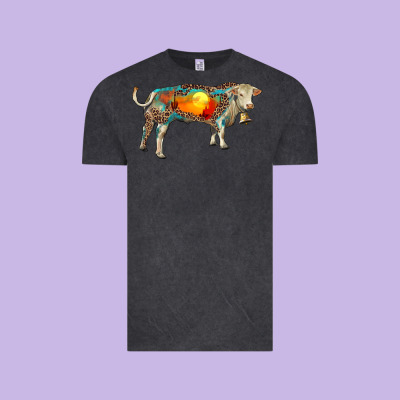 Charolais Bull With Desert And Leopard Vintage Tee Designed By Ranaportraitstore