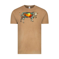 Vintage Camel charolais bull with desert and leopard Vintage Tee - RanaPortraitStore
