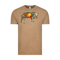 Vintage Coffee charolais bull with desert and leopard Vintage Tee - RanaPortraitStore