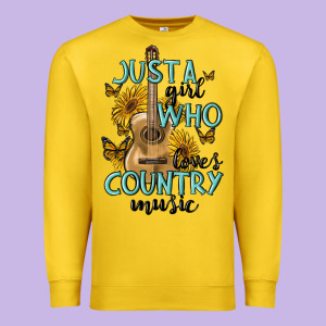 Just A Girl Who Loves Country Music Premium Sweatshirt Designed By Maliassmallbusiness
