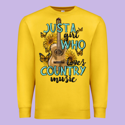 Just A Girl Who Loves Country Music Premium Sweatshirt Designed By Maliassmallbusiness