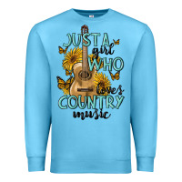 Ocean Blue just a girl who loves country music Premium Sweatshirt - MaliasSmallBusiness