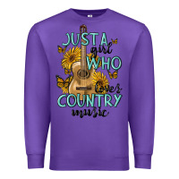 Purple just a girl who loves country music Premium Sweatshirt - MaliasSmallBusiness