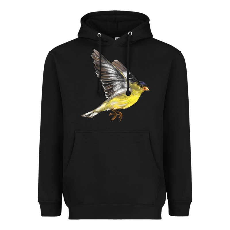 Flying American Goldfinch Heavyweight Hoodie by LillyAllenDesigns | Teevron
