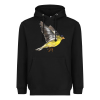 Black Flying American Goldfinch Heavyweight Hoodie - LillyAllenDesigns