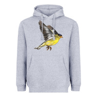 Heather Grey Flying American Goldfinch Heavyweight Hoodie - LillyAllenDesigns