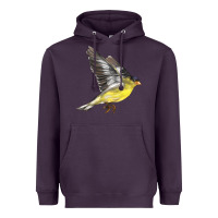 Plum Flying American Goldfinch Heavyweight Hoodie - LillyAllenDesigns