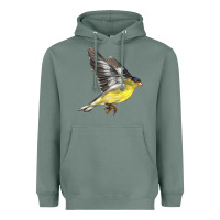 Sage Flying American Goldfinch Heavyweight Hoodie - LillyAllenDesigns