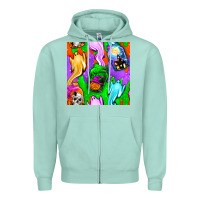 Seafoam halloween jar with ghost seamless pattern Zipper Hoodie - BundleAndBundleShop