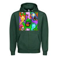 Sports Green halloween jar with ghost seamless pattern Zipper Hoodie - BundleAndBundleShop