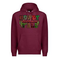 Burgundy Howdy Christmas y'all Premium Hoodie - NancyCooperArtShop
