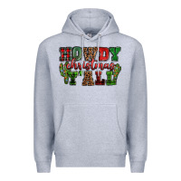 Heather Grey Howdy Christmas y'all Premium Hoodie - NancyCooperArtShop