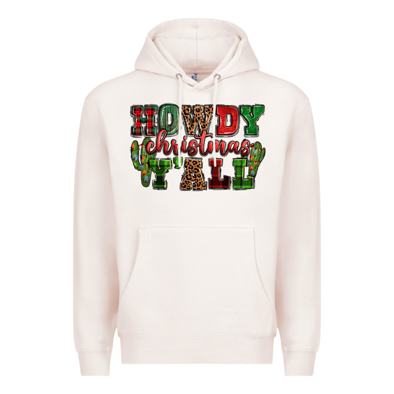 Howdy Christmas Y'all Premium Hoodie by NancyCooperArtShop | Teevron
