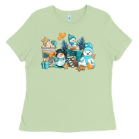 Matcha winter snowman coffee cups Ladies Tee - AdoDesignShop