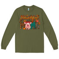Army Green thankful mama pig Long Sleeve Tee - RacoonDesign