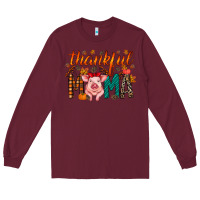 Burgundy thankful mama pig Long Sleeve Tee - RacoonDesign
