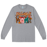 Heather Grey thankful mama pig Long Sleeve Tee - RacoonDesign