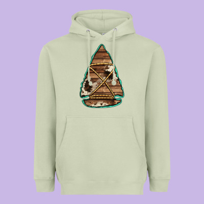 Cowhide Wooden Arrowhead Heavyweight Hoodie Designed By Jasminsmagicworld
