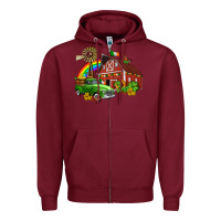 Burgundy barn st patricks with truck and shamrocks Zipper Hoodie - AdoDesignShop
