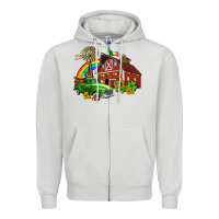 Dove Grey barn st patricks with truck and shamrocks Zipper Hoodie - AdoDesignShop