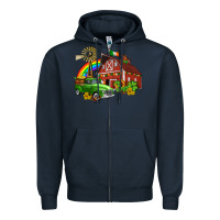 Navy barn st patricks with truck and shamrocks Zipper Hoodie - AdoDesignShop