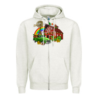 Oatmeal Heather barn st patricks with truck and shamrocks Zipper Hoodie - AdoDesignShop