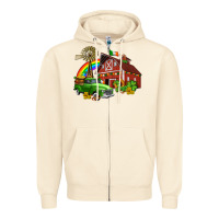 Sandshell barn st patricks with truck and shamrocks Zipper Hoodie - AdoDesignShop