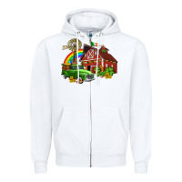 White barn st patricks with truck and shamrocks Zipper Hoodie - AdoDesignShop