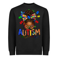 Black autism mom afro messy bun Heavyweight Sweatshirt - texasbilliewilder
