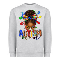 Heather Grey autism mom afro messy bun Heavyweight Sweatshirt - texasbilliewilder