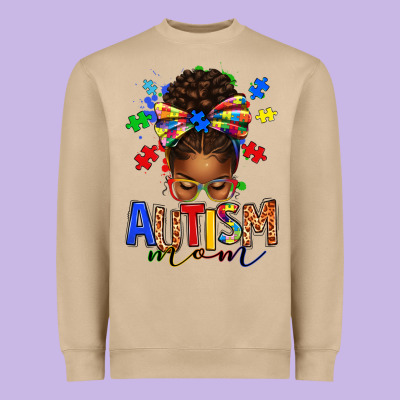 Heavyweight Sweatshirt autism mom afro messy bun