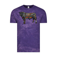 Cloud Purple black angus bull with western patterns Vintage Tee - RanaPortraitStore