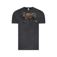 Vintage Black black angus bull with western patterns Vintage Tee - RanaPortraitStore