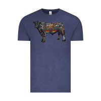 Vintage Denim black angus bull with western patterns Vintage Tee - RanaPortraitStore