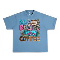 Pebble Blue life begins after coffee Urban Heavy Tee - Zillion Design Studio