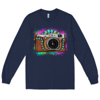 Navy tie dye gemstone vintage camera Long Sleeve Tee - FaDigitalArtStudio