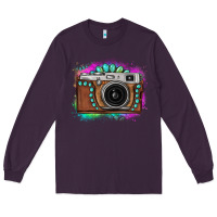 Plum tie dye gemstone vintage camera Long Sleeve Tee - FaDigitalArtStudio